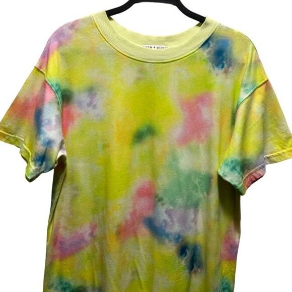 Alice + Olivia Garner Drop Shoulder Boxy T Shirt Dress Tie-Dye  Size Medium - Picture 5 of 11